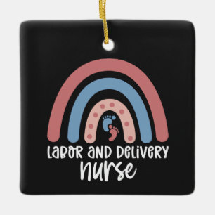 Labour and delivery nurse Rainbow Nurse gifts Ceramic Ornament