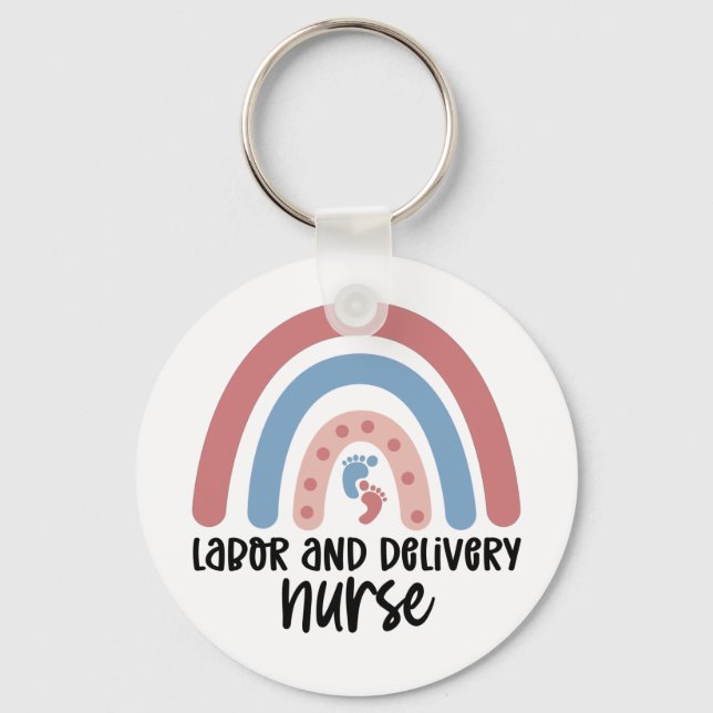 Labour and delivery nurse Rainbow Nurse gifts Keychain (Front)