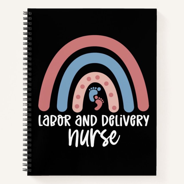 Labour and delivery nurse Rainbow Nurse gifts Notebook (Front)