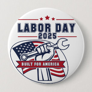 Labour Day 2025 USA Fist 4 Inch Round Button