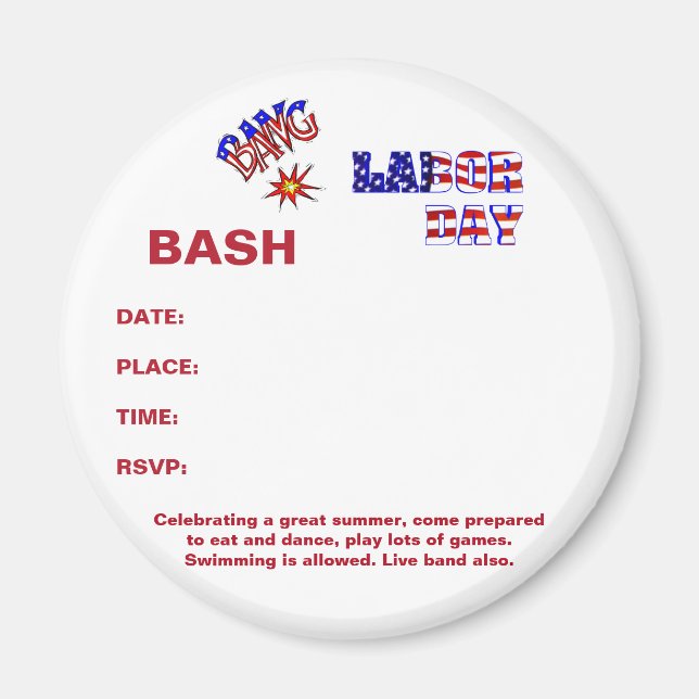 Labour Day Bang - Magnet (Front)