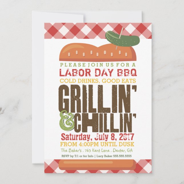 Labour Day BBQ, Backyard Barbecue, Holiday BBQ Invitation (Front)