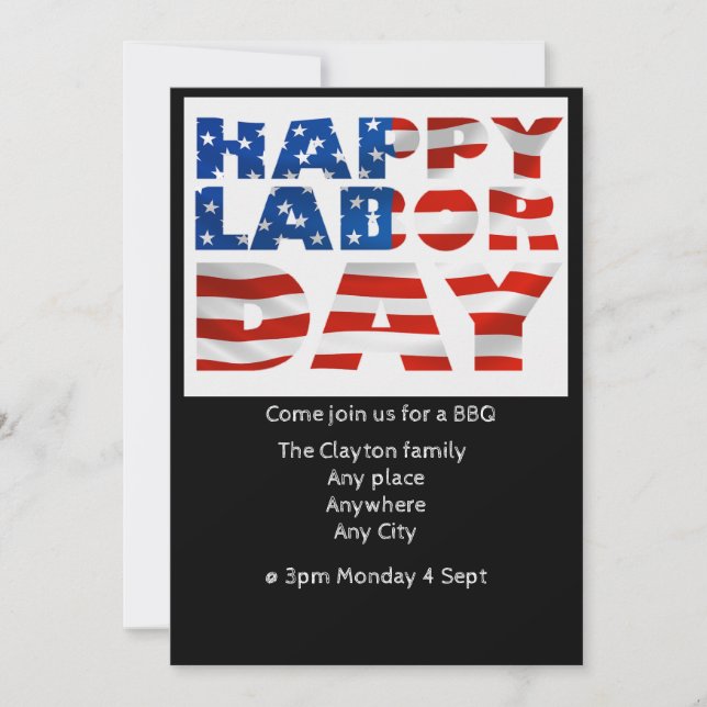 Labour Day BBQ invitation (editable) (Front)