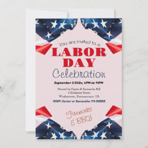 Labour Day BBQ Party Worker Patriotic American fla Invitation