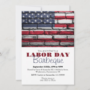 Labour Day BBQ Party Worker Patriotic American fla Invitation