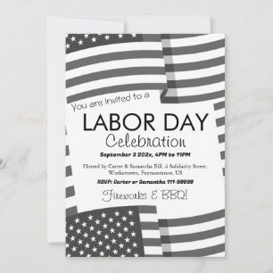 Labour Day BBQ Party Worker Patriotic American fla Invitation