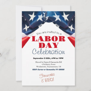 Labour Day BBQ Party Worker Patriotic American fla Invitation