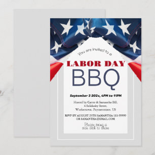 Labour Day BBQ Party Worker Patriotic American fla Invitation