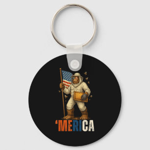 Labour Day Beekeeper Bigfoot Honey Worker American Keychain