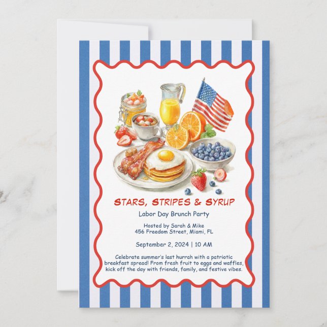 Labour Day Breakfast Invitation – Patriotic Brunch (Front)
