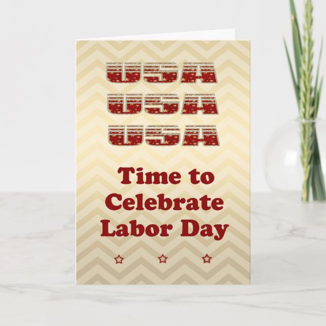 Labour Day Card that Glitters in Gold, Red & Silve (Front)