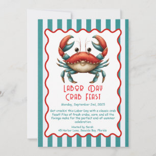 Labour Day Crab Feast Invitation Patriotic Seafood