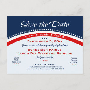 Labour Day Family Reunion, Party Save the Date Announcement Postcard