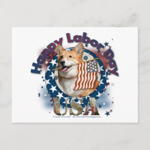Labour Day - Flag Waving - Corgi - Owen Postcard