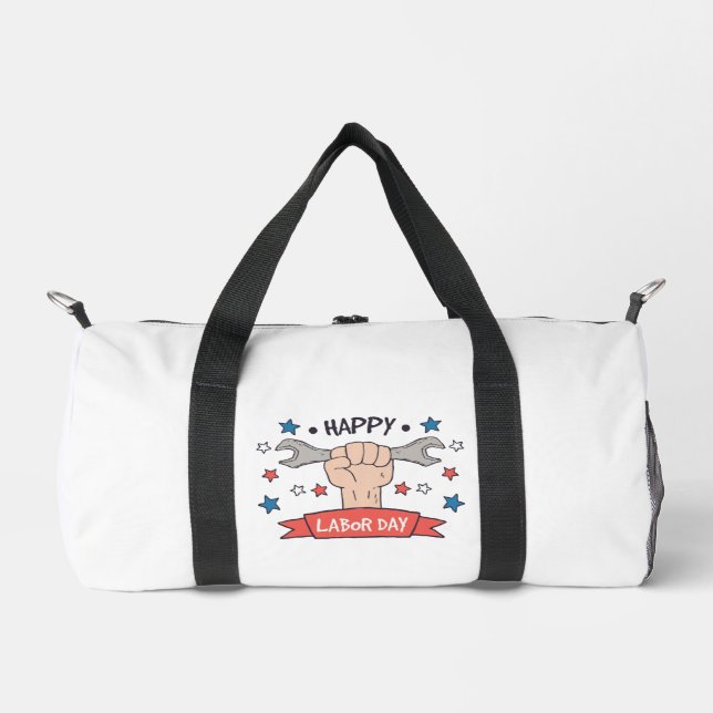 Labour Day Graphic Badge Colour Design Duffle Bag (Front)