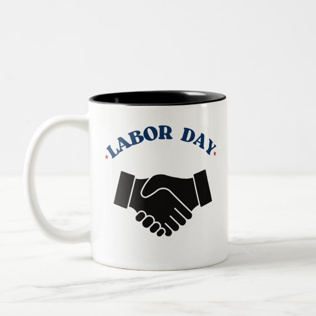 Labour Day Mug – Patriotic Red, White & Blue Desig (Left)
