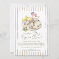 Labour Day Oyster Roast Invitation Patriotic Coas