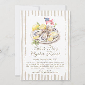 Labour Day Oyster Roast Invitation Patriotic Coas