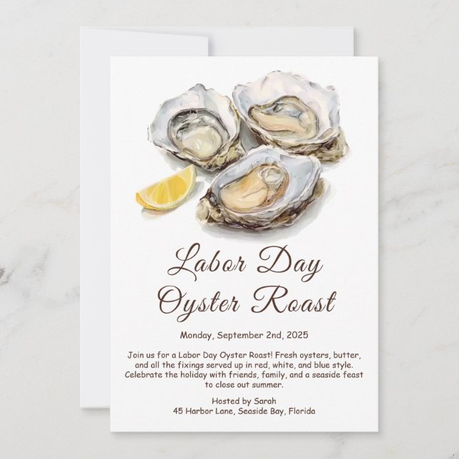 Labour Day Oyster Roast Invitation  Patriotic Coas (Front)