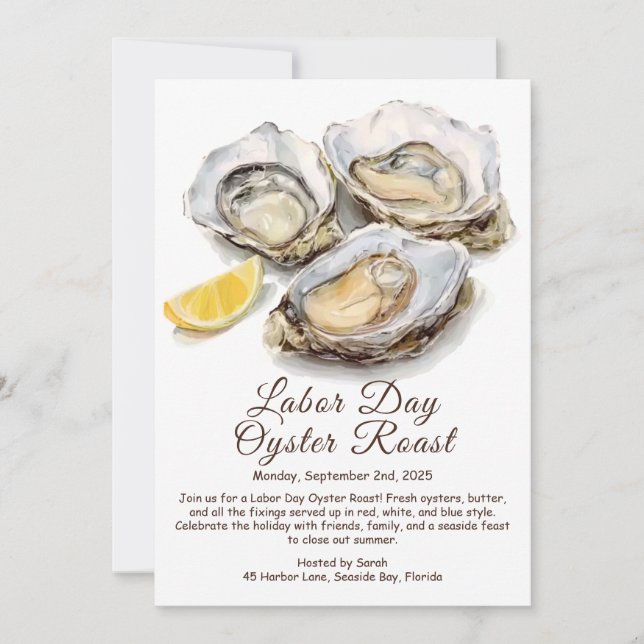 Labour Day Oyster Roast Invitation  Patriotic Coas (Front)