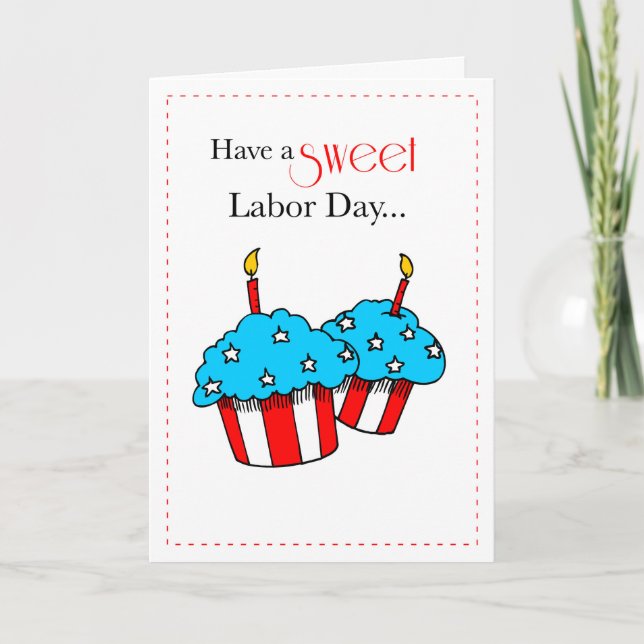 Labour Day Patriotic Cupcakes Card (Front)