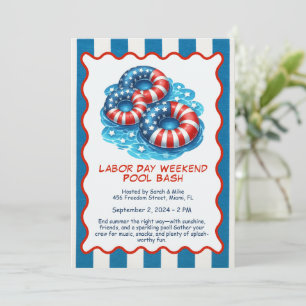 Labour Day Pool Party Red White and Blue Invitatio Invitation