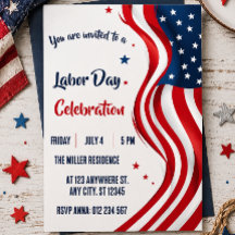 Labour Day  Red White Blue American Flag Party 