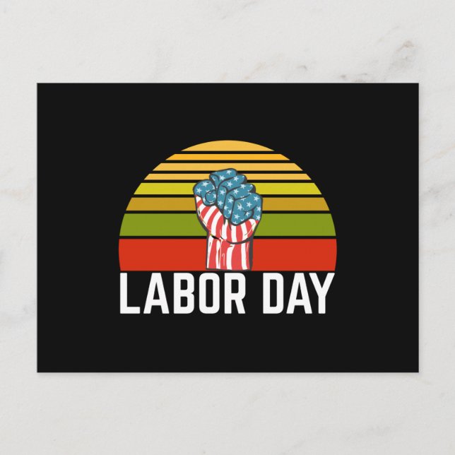 Labour Day Retro Vintage Postcard (Front)