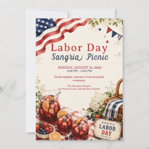 Labour Day Sangria Picnic – Patriotic  Invitation