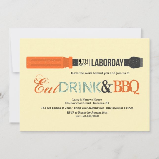 Labour Day Screwdriver Invitation (Front)