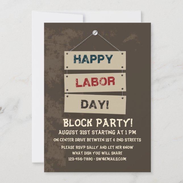 Labour Day Sign Invitation (Front)