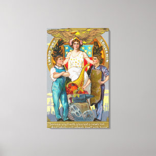 Labour Day Souvenir Laborers with Lady Justice Canvas Print
