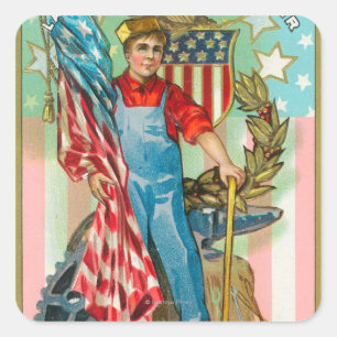 Labour Day Souvenir Square Sticker