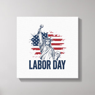 Labour Day Statue of Liberty Patriotic Worker Desi Canvas Print