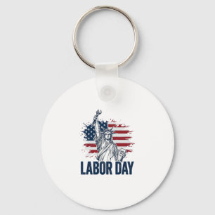 Labour Day Statue of Liberty Patriotic Worker Desi Keychain