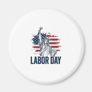 Labour Day Statue of Liberty Patriotic Worker Desi Magnet