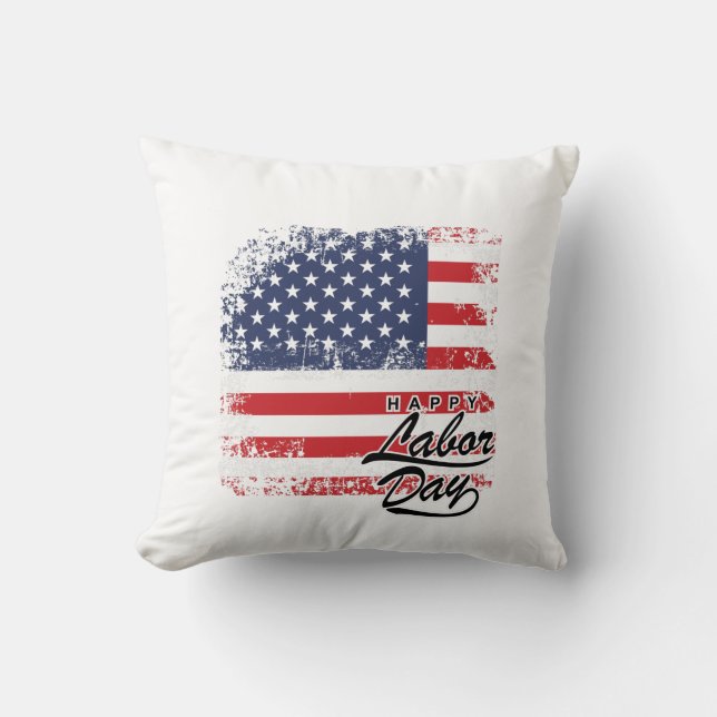 Labour Day  Throw Pillow (Front)