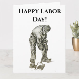 Labour Day Van Gogh Working Man Drawing Card