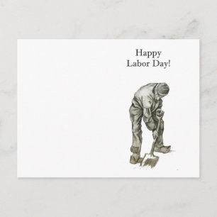 Labour Day Van Gogh Working Man Drawing Postcard