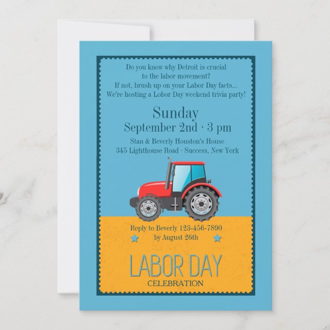 Labour Day Vehicle Invitation (Front)
