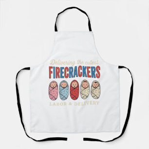 Labour & Delivery Firecrackers Cute Baby Nurse Des Apron