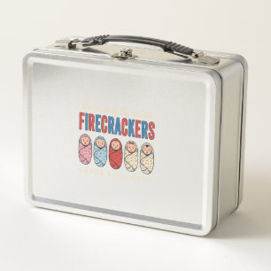 Labour & Delivery Firecrackers Cute Baby Nurse Des Metal Lunch Box