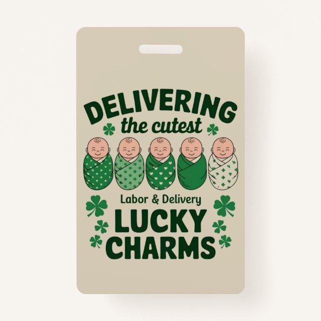 Labour & Delivery Lucky Charm Nurse Shamrock  Badge (Front)