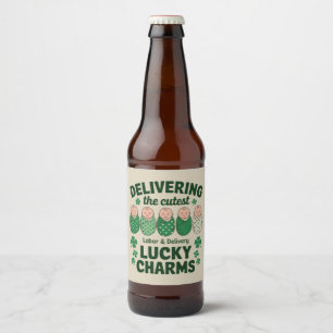 Labour & Delivery Lucky Charm Nurse Shamrock Beer Bottle Label
