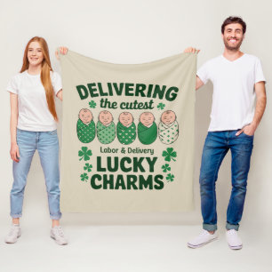 Labour & Delivery Lucky Charm Nurse Shamrock Fleece Blanket