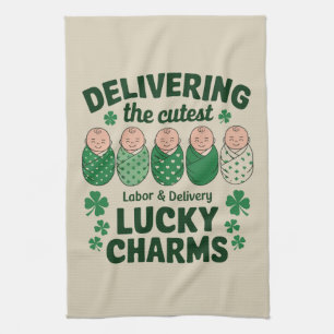 Labour & Delivery Lucky Charm Nurse Shamrock  Kitchen Towel
