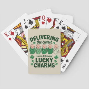 Labour & Delivery Lucky Charm Nurse Shamrock  Playing Cards