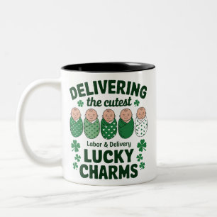 Labour & Delivery Lucky Charm Nurse Shamrock  Two-Tone Coffee Mug