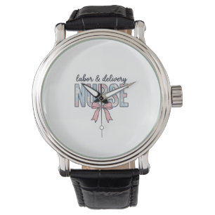 Labour & Delivery Nurse Floral Bow Vintage Shirt D Watch