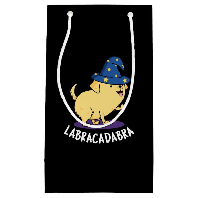 Labra-cadabra Funny Labrador Dog Pun Dark BG Small Gift Bag (Front)